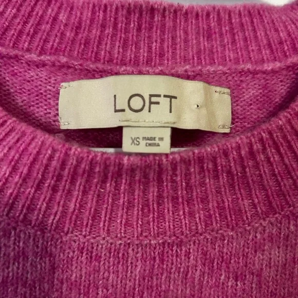 LOFT Fuchsia Pink Ruffle Knit Sweater - Picture 4 of 7